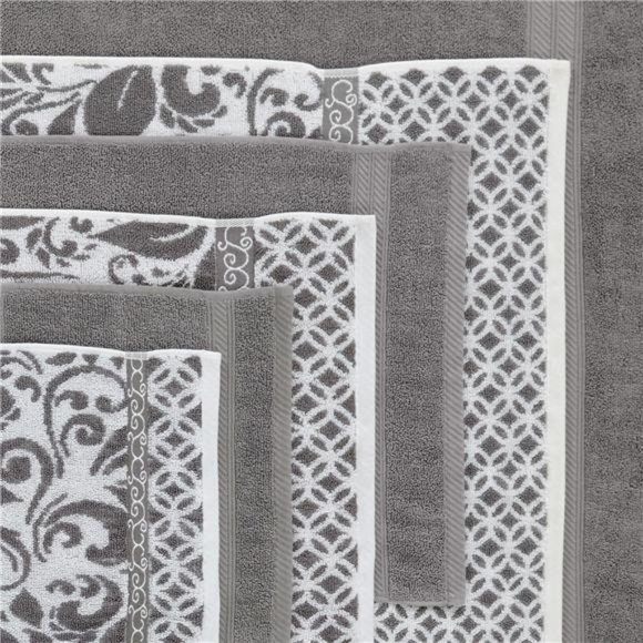 Modern Threads Trefoil Filigree 6-Piece Reversible Yarn Dyed Jacquard Towel Set - Picture 2 of 5